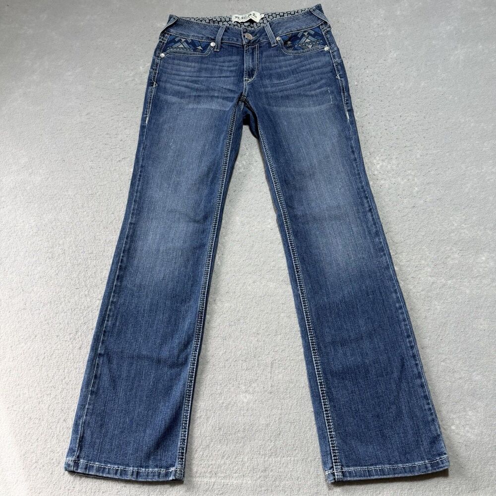 Ariat REAL Jeans Denim Women's 28 Blue Eleanor Straight Leg Stretch Dark Wash